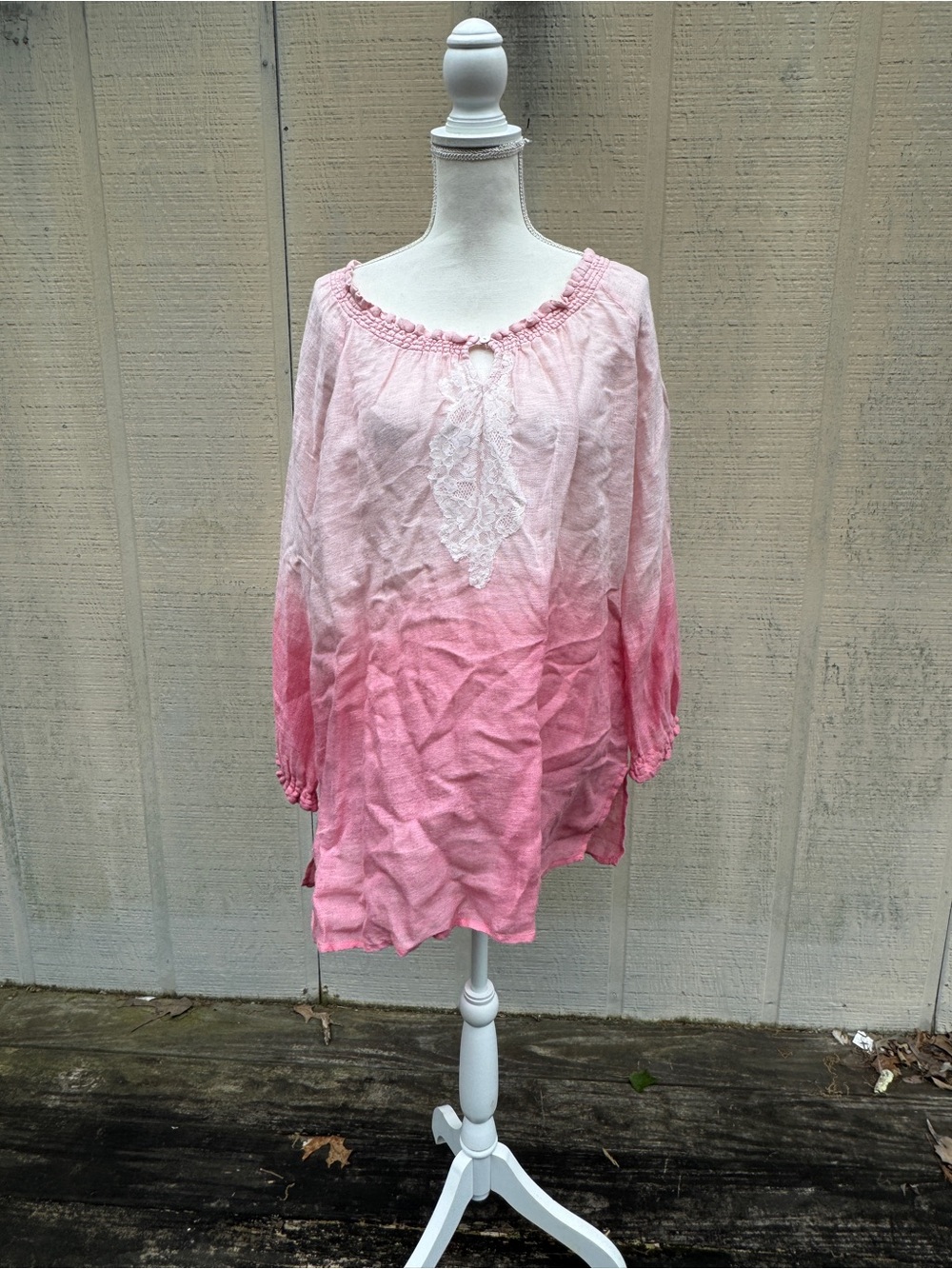 Chico's Pink Ombre Peasant Tunic